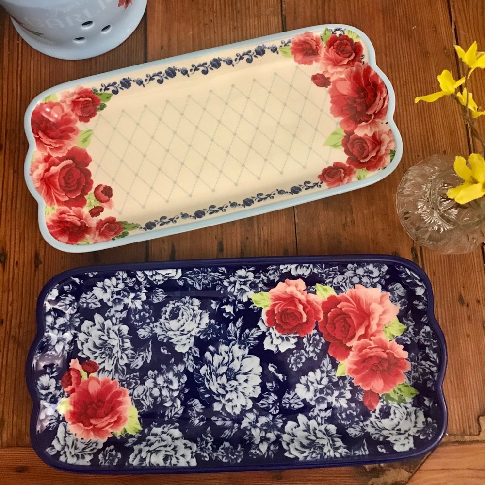 Pioneer Woman Frontier Rose Serving Tray Snack Platters Rare
